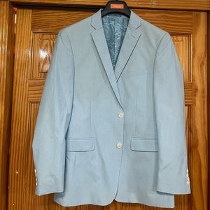 Suit Jacket Blazer Size 40R For Men By Adolfo Summer Breeze Blue Color Pinstripe